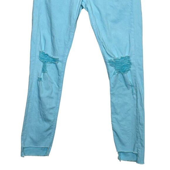 Rag & Bone Dre Capri Distressed Jeans Custom Hand Dye Aqua Blue SZ 4 NWT - Picture 7 of 12